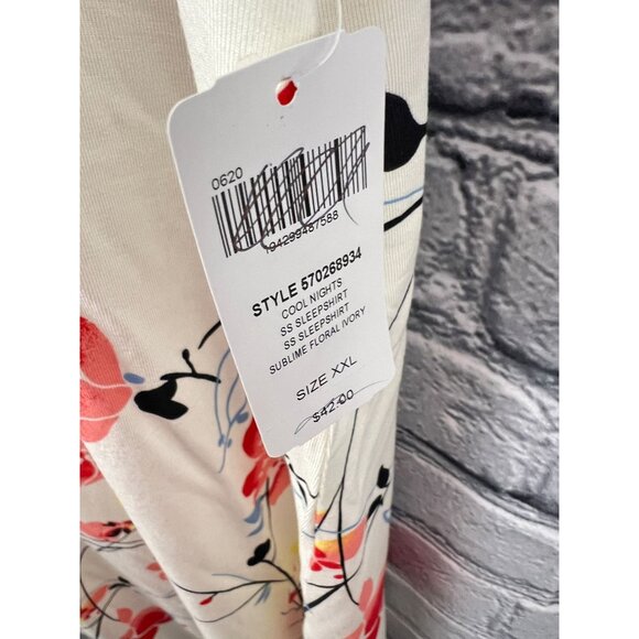Soma Cool Nights SS Sleep Shirt Sublime Floral Ivory Size XXL V-neck NWT - Picture 5 of 12
